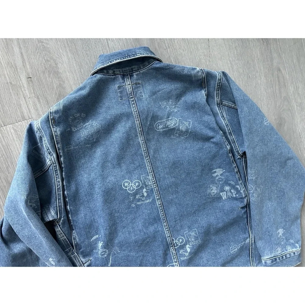Carhartt Wip Stamp Jacket Blue Denim Jacket Mens Size Small NWT $278